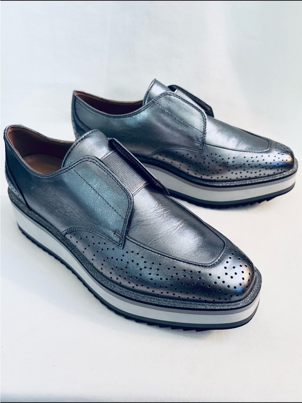 JOHNSTON & MURPHY GRACELYN Metallic Platform Oxford Shoes